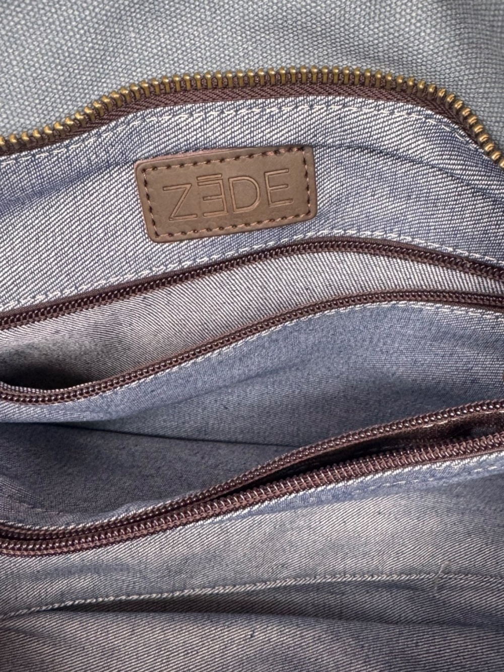 Zede Paris Pont-des-Arts Washed Canvas Crossbody Bag - Blue - Picture 3 of 8